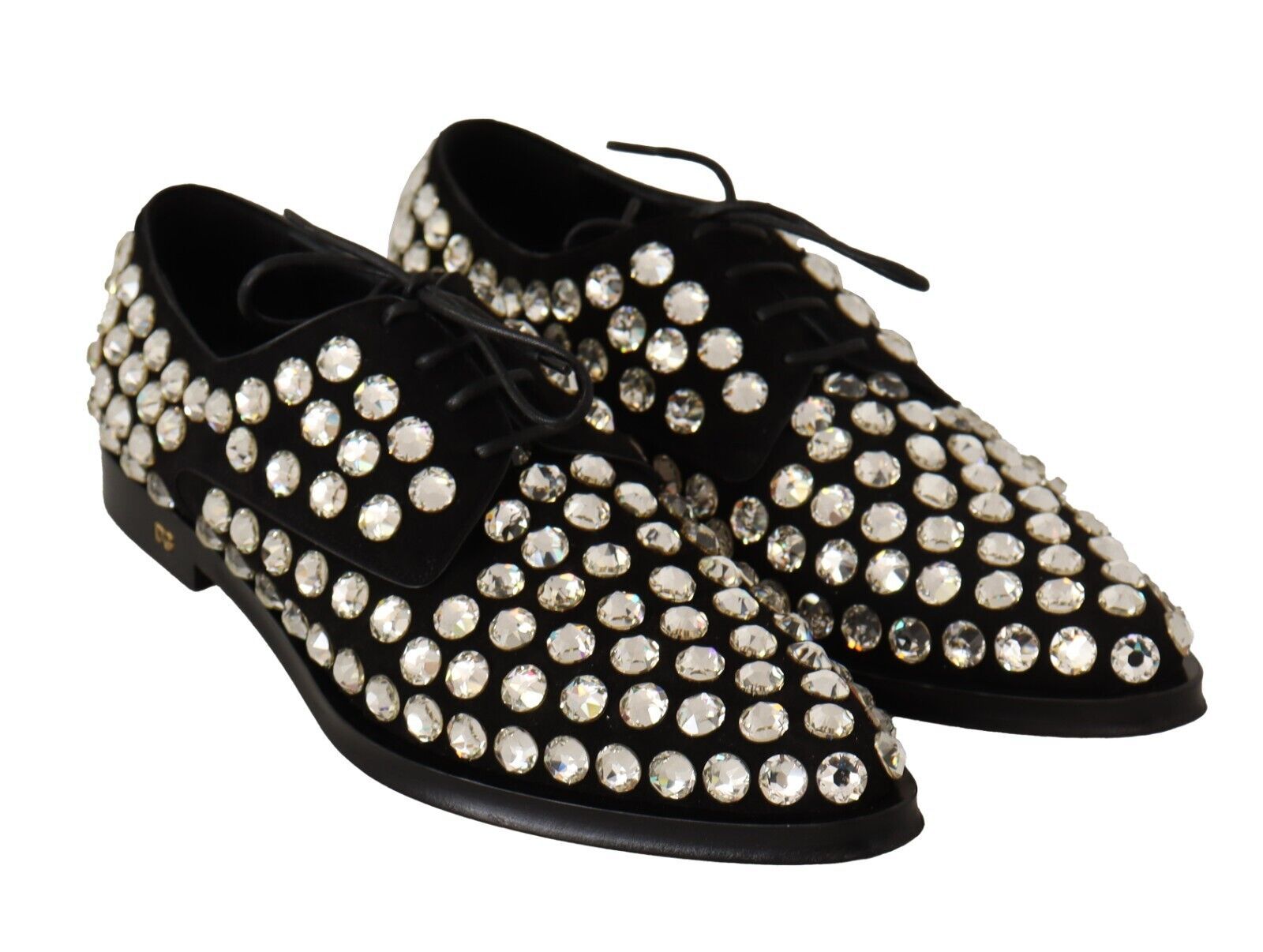 Dolce & Gabbana Elegant Crystal-Embellished Lace-Up Flats - ACCEXO