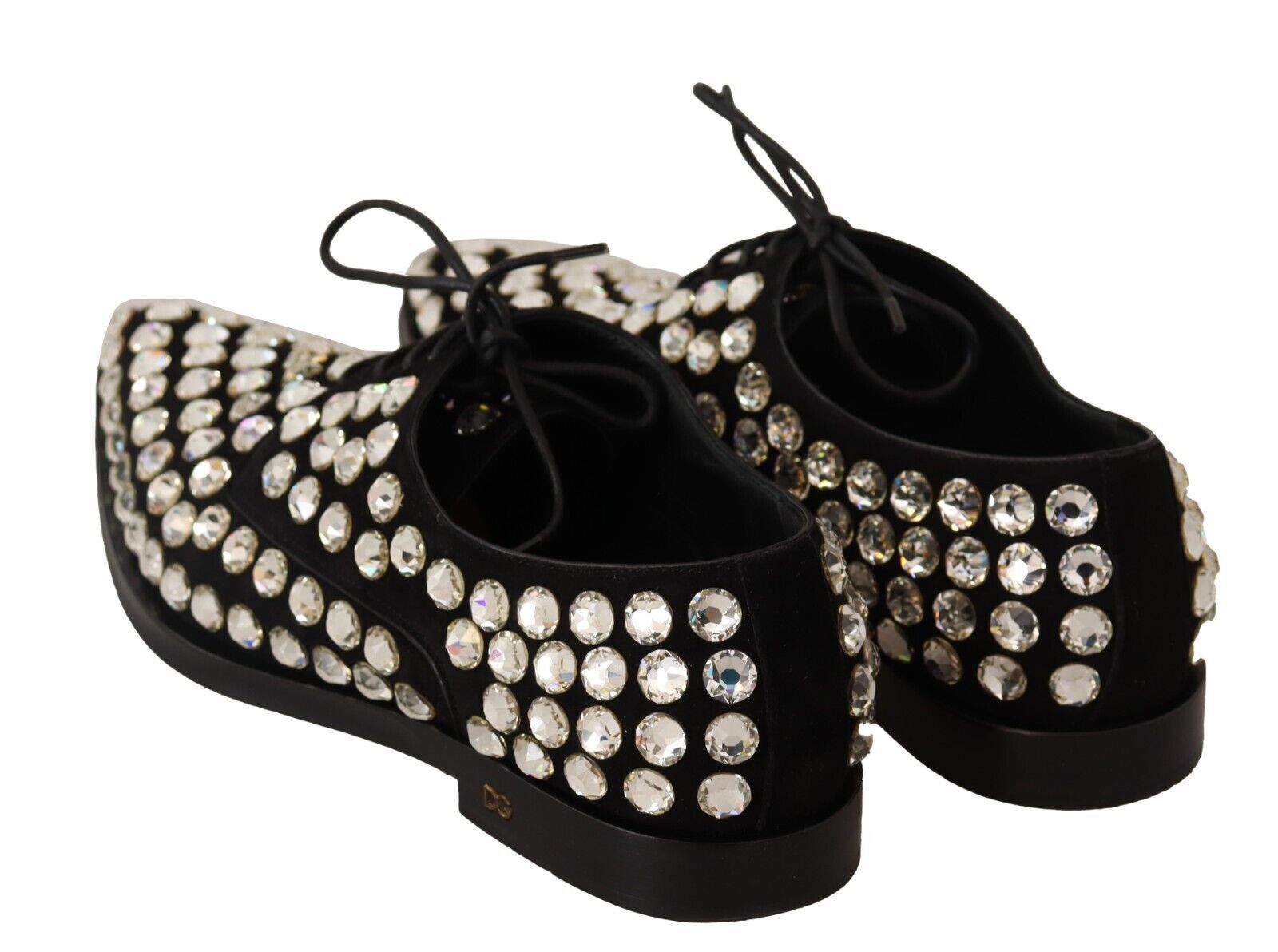 Dolce & Gabbana Elegant Crystal-Embellished Lace-Up Flats - ACCEXO