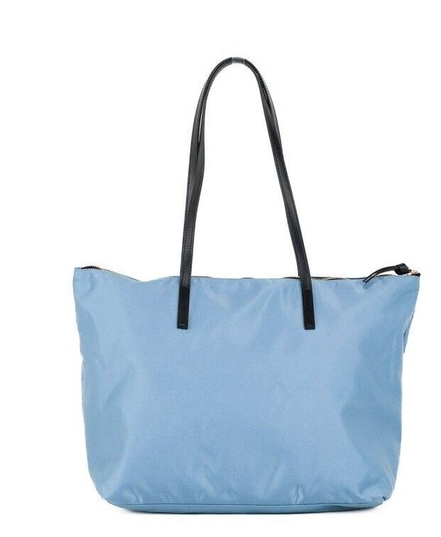 Versace Portuna Medusa Medium Cornflower Blue Nylon Leather Tote Bag Purse - ACCEXO