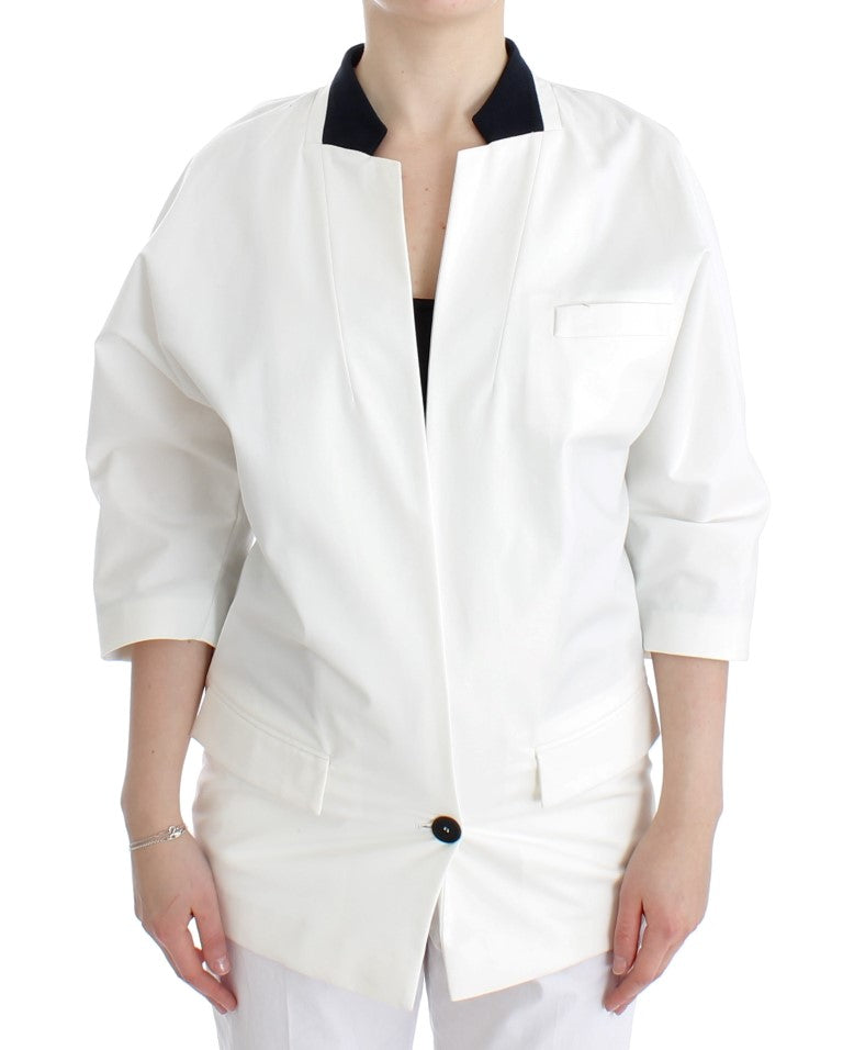 Andrea Pompilio Chic White Cotton Blend Blazer - ACCEXO