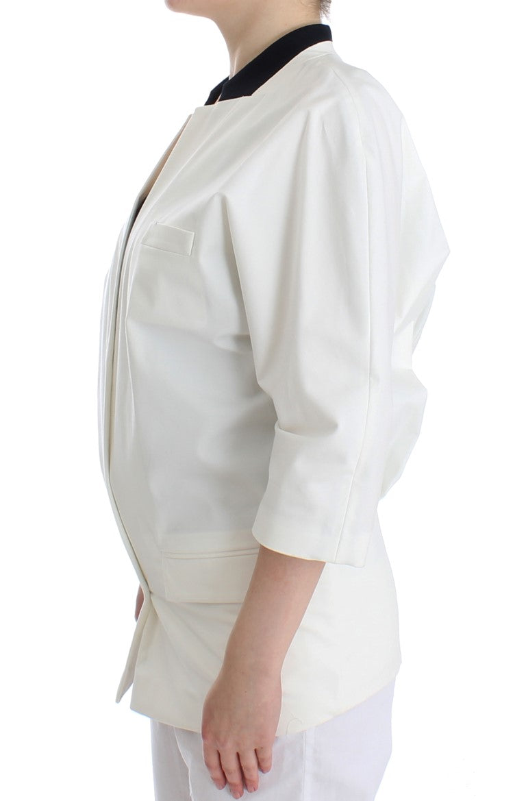 Andrea Pompilio Chic White Cotton Blend Blazer - ACCEXO