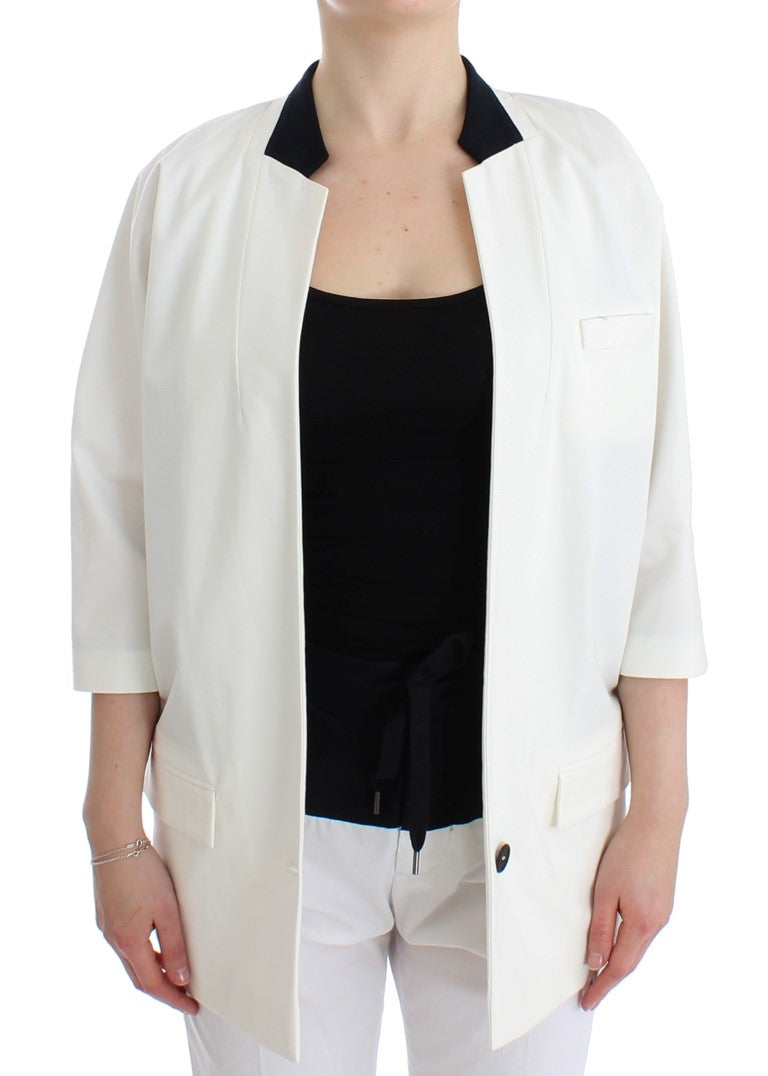 Andrea Pompilio Chic White Cotton Blend Blazer - ACCEXO
