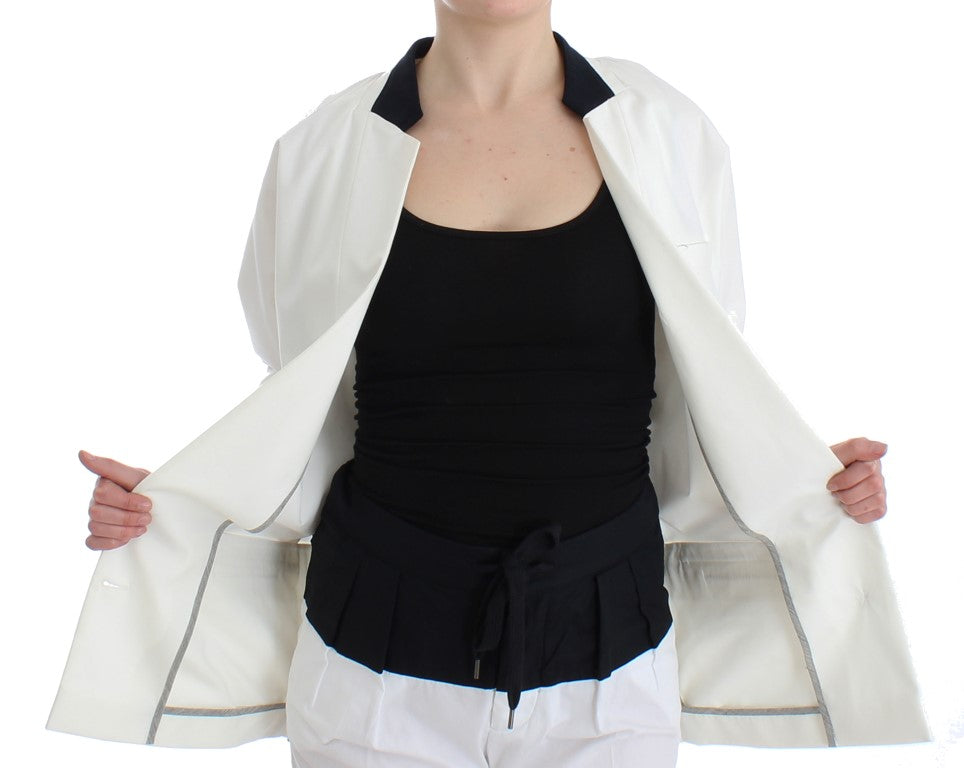 Andrea Pompilio Chic White Cotton Blend Blazer - ACCEXO