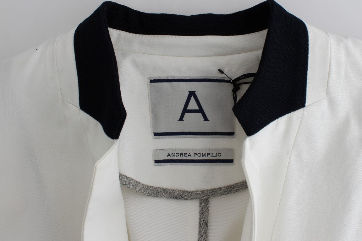 Andrea Pompilio Chic White Cotton Blend Blazer - ACCEXO