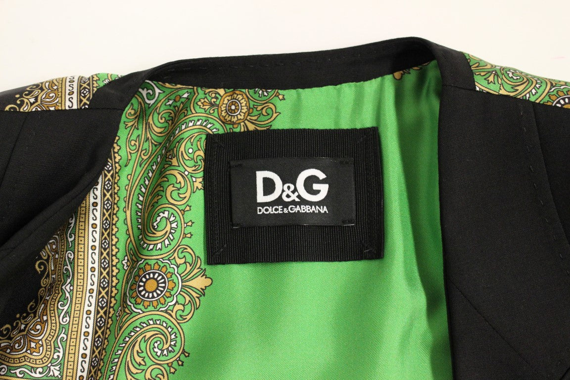 Dolce & Gabbana Elegant Silk-Blend Black Blazer with Scarf Back Detail - ACCEXO