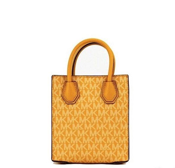 Michael Kors Mercer XS Honeycomb Gold Signature PVC North South Shopper Crossbody Bag - ACCEXO