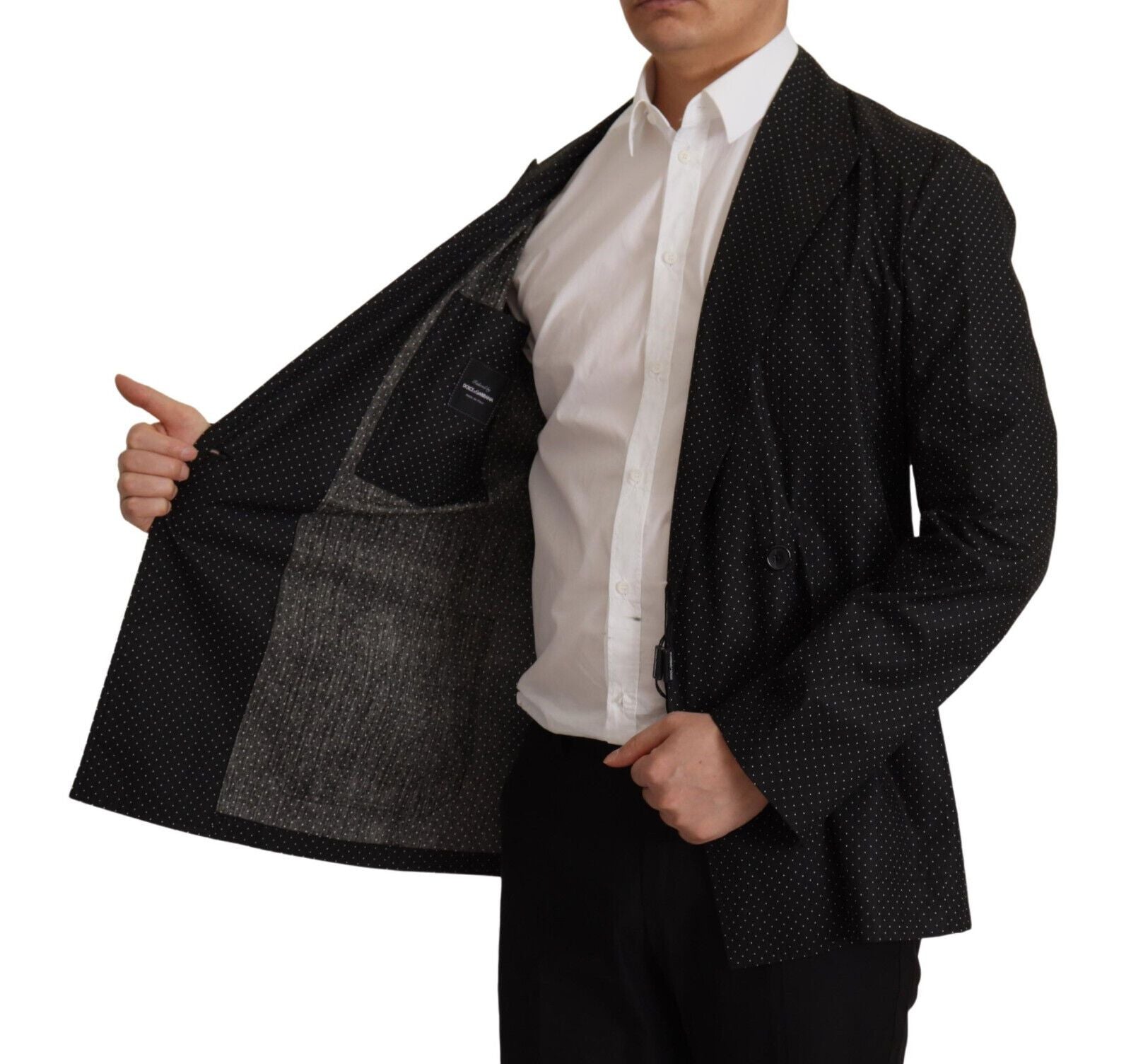 Dolce & Gabbana Polka Dot Slim Double-Breasted Blazer - ACCEXO