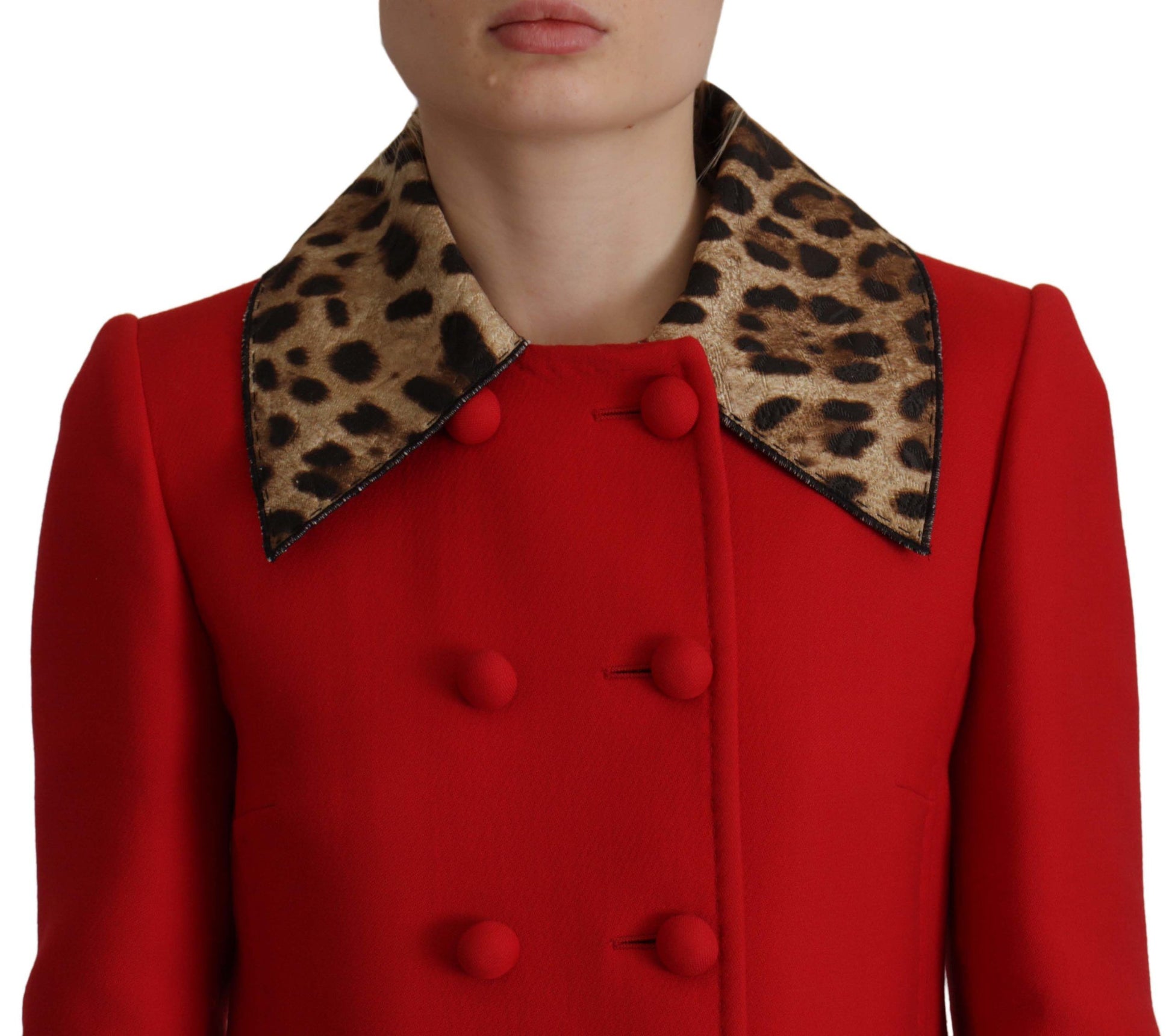 Dolce & Gabbana Elegant Red Leopard Trench Coat - ACCEXO