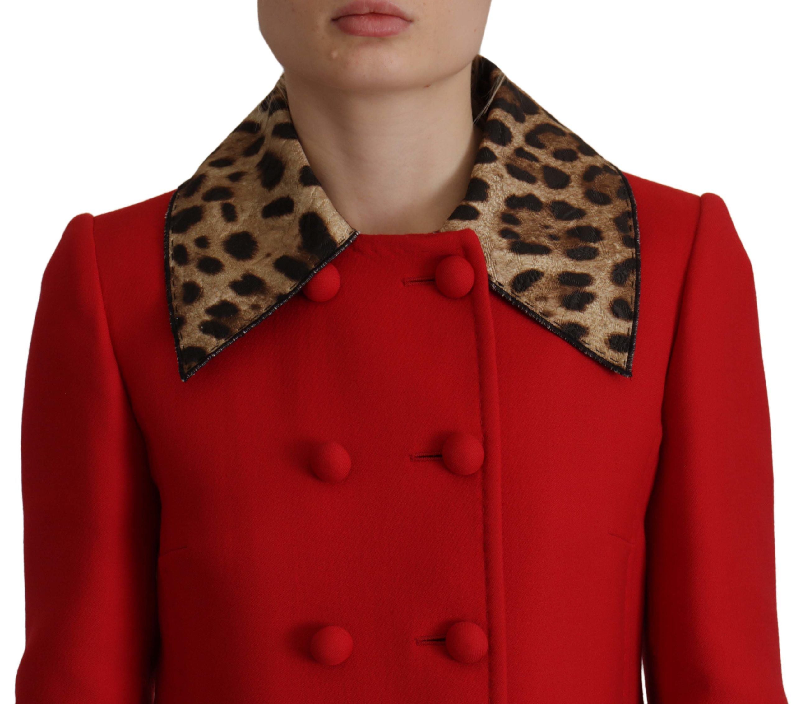 Dolce & Gabbana Elegant Red Leopard Trench Coat - ACCEXO