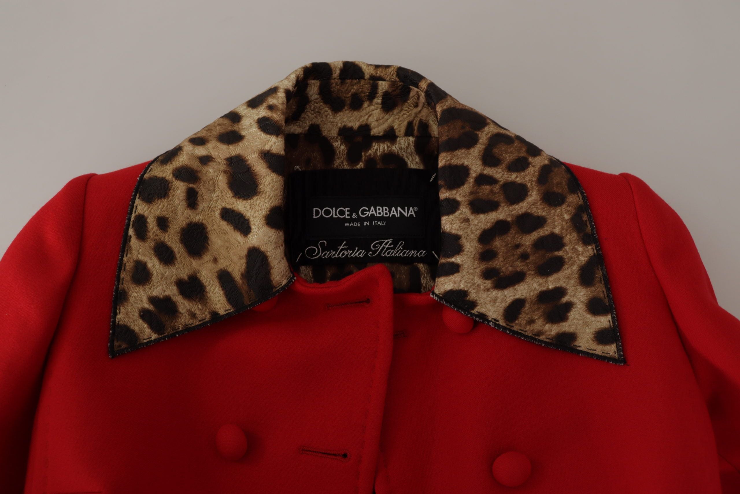 Dolce & Gabbana Elegant Red Leopard Trench Coat - ACCEXO