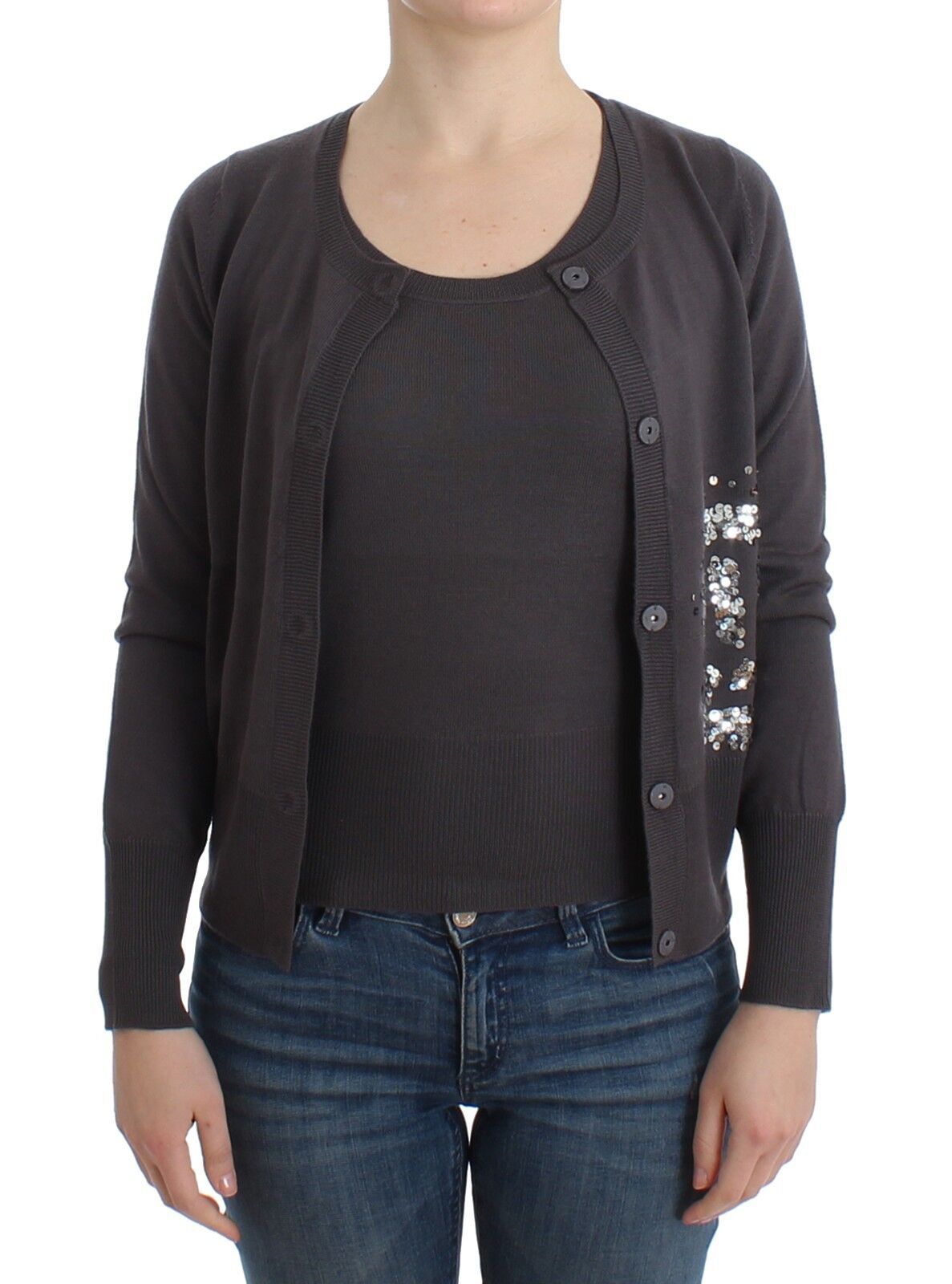 John Galliano Elegant Purple Sequined Wool Cardigan - ACCEXO