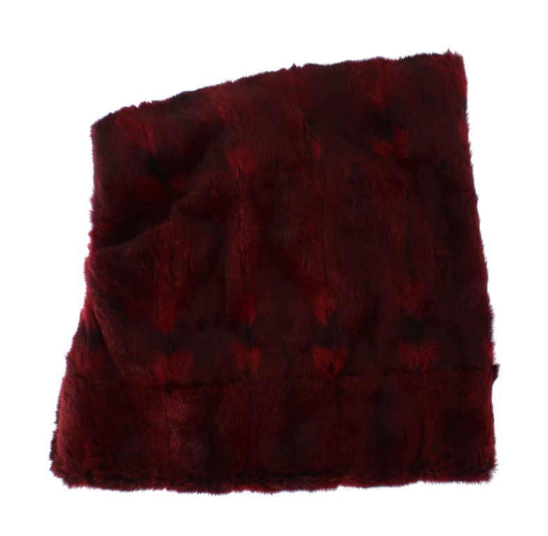 Dolce & Gabbana Luxurious Bordeaux Fur Hooded Scarf Wrap - ACCEXO