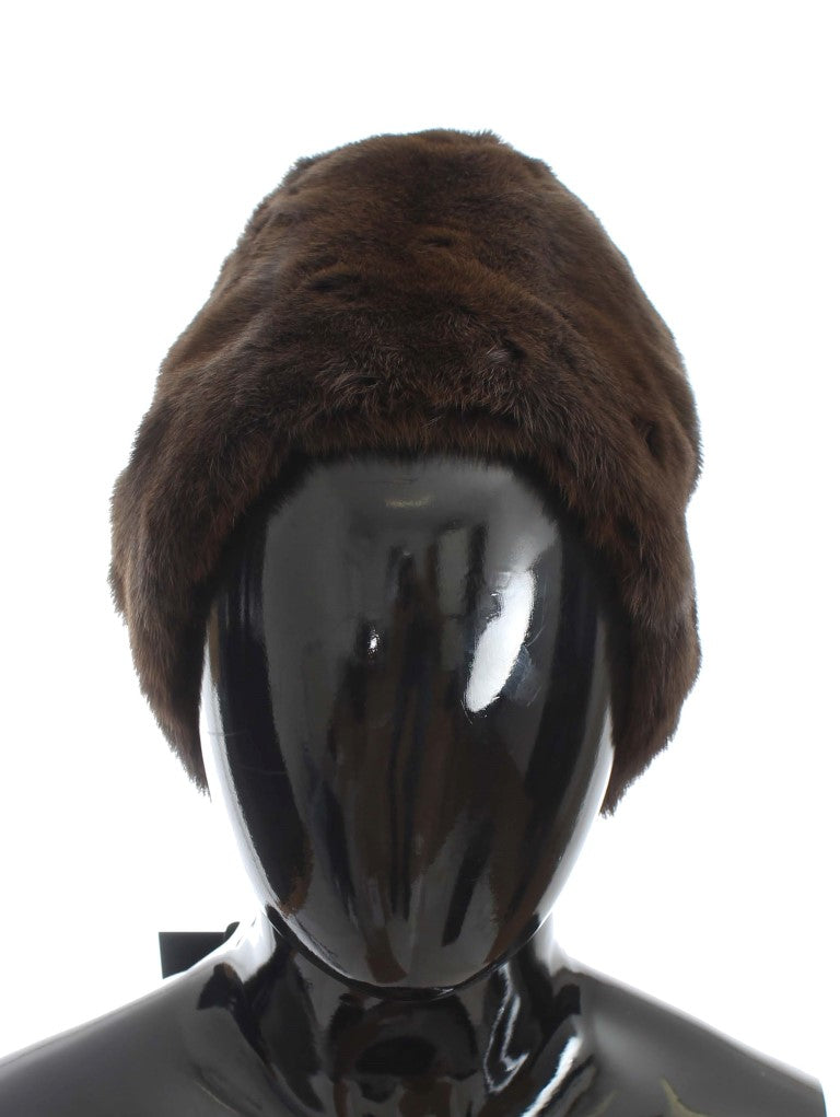 Dolce & Gabbana Luxurious Brown Weasel Fur Beanie - ACCEXO