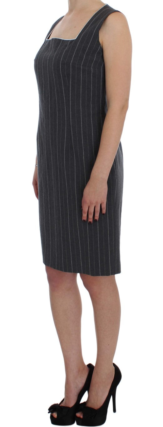 BENCIVENGA Elegant Gray Striped Dress & Blazer Suit Set - ACCEXO