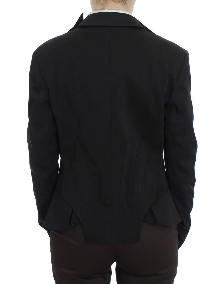 Exte Black Stretch Single Breasted Blazer Jacket - ACCEXO