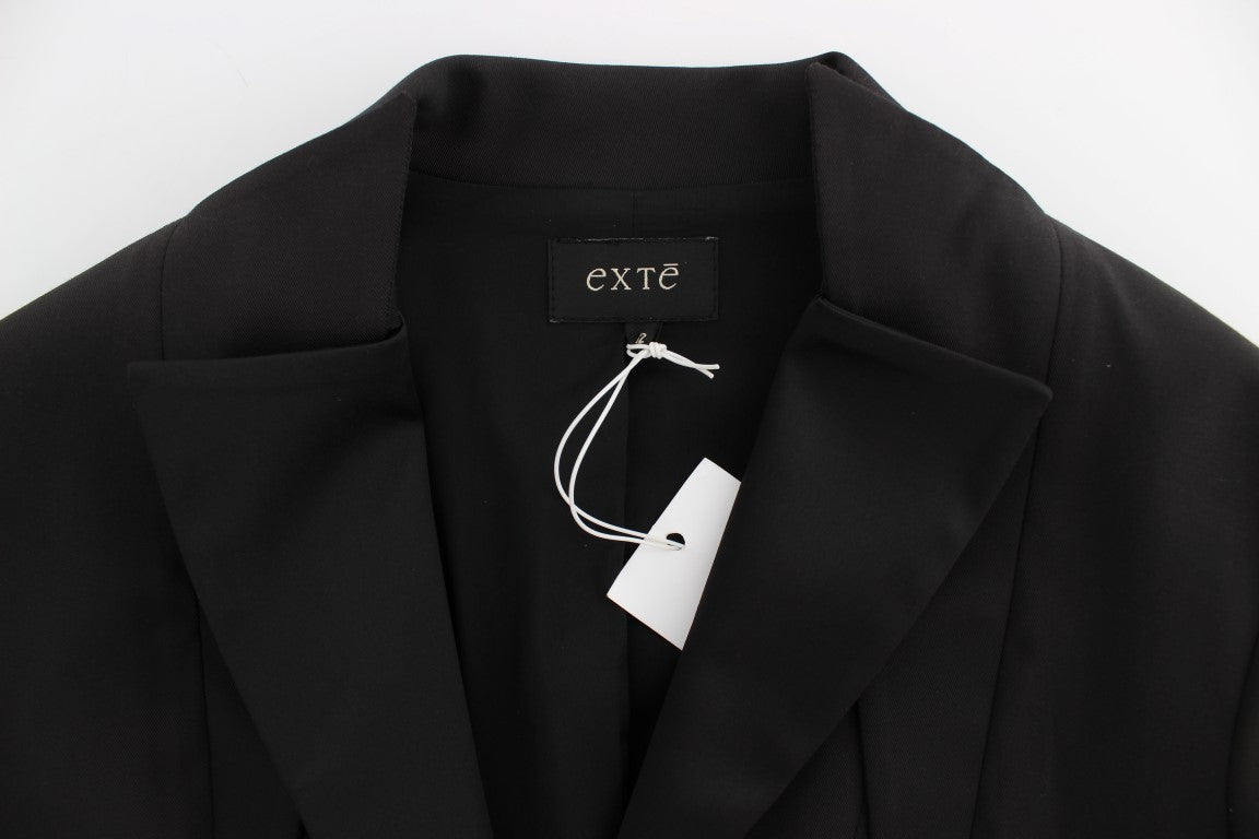 Exte Black Stretch Single Breasted Blazer Jacket - ACCEXO