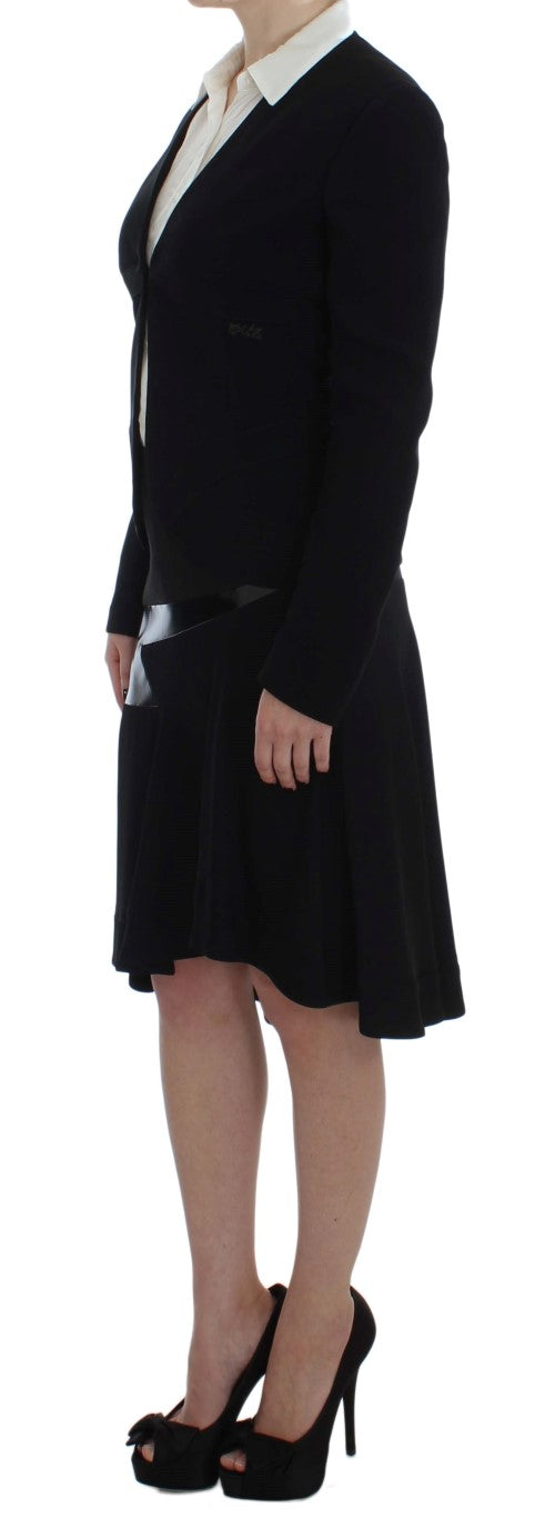 Exte Black Blue Two Piece Suit Skirt & Blazer - ACCEXO