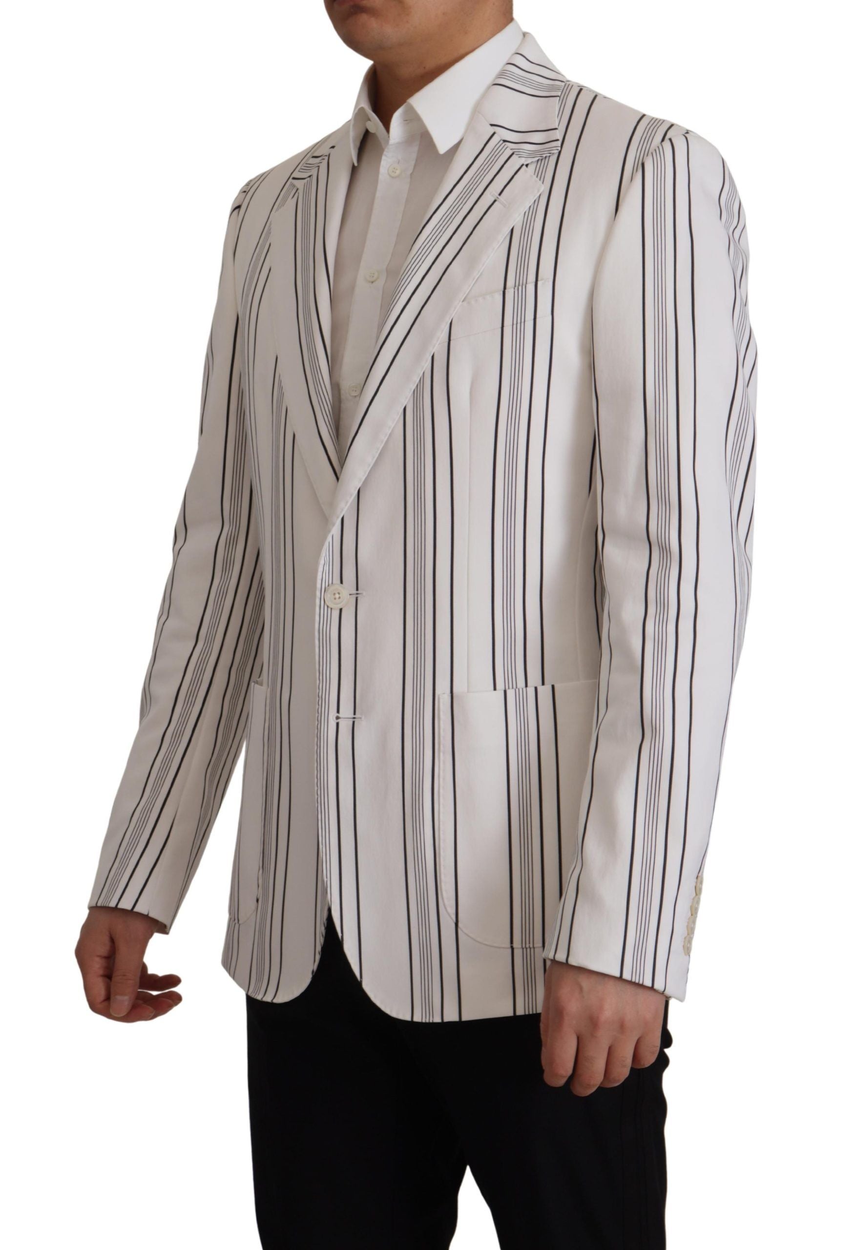 Dolce & Gabbana Elegant Striped Cotton Blend Blazer - ACCEXO