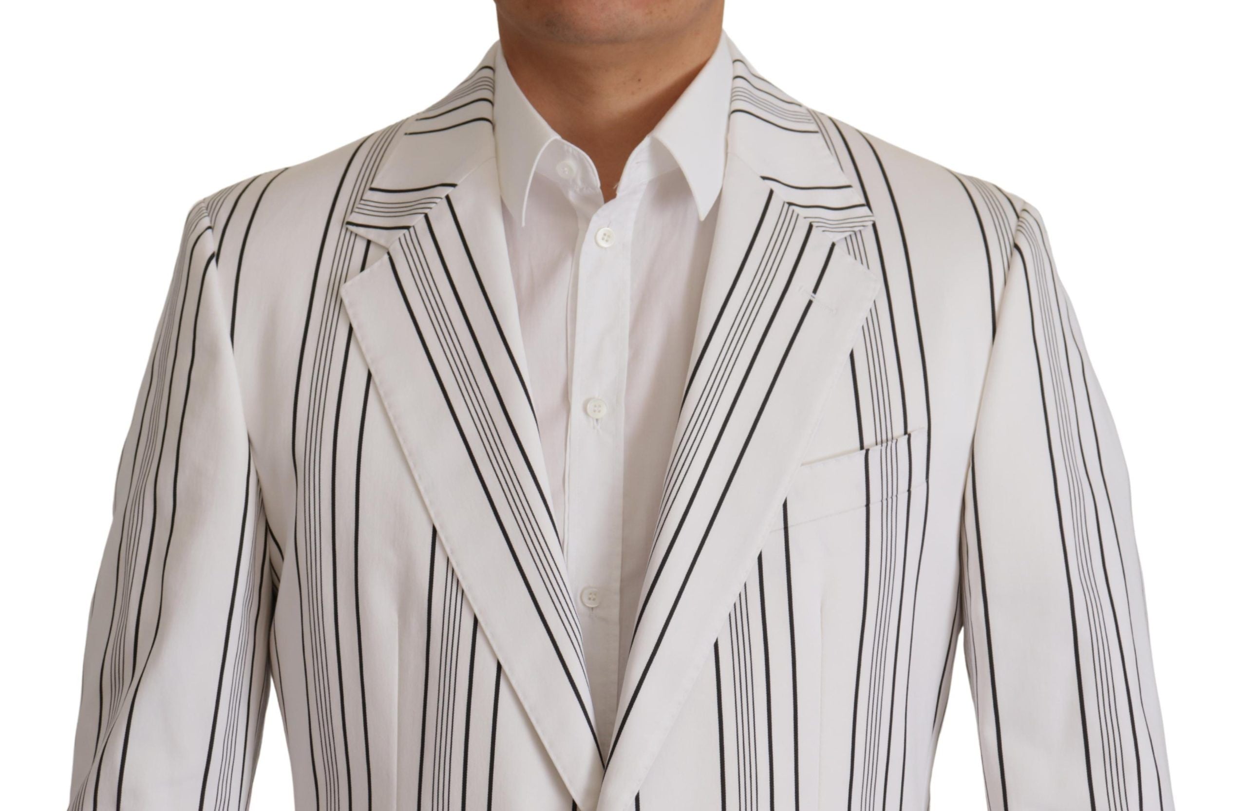 Dolce & Gabbana Elegant Striped Cotton Blend Blazer - ACCEXO