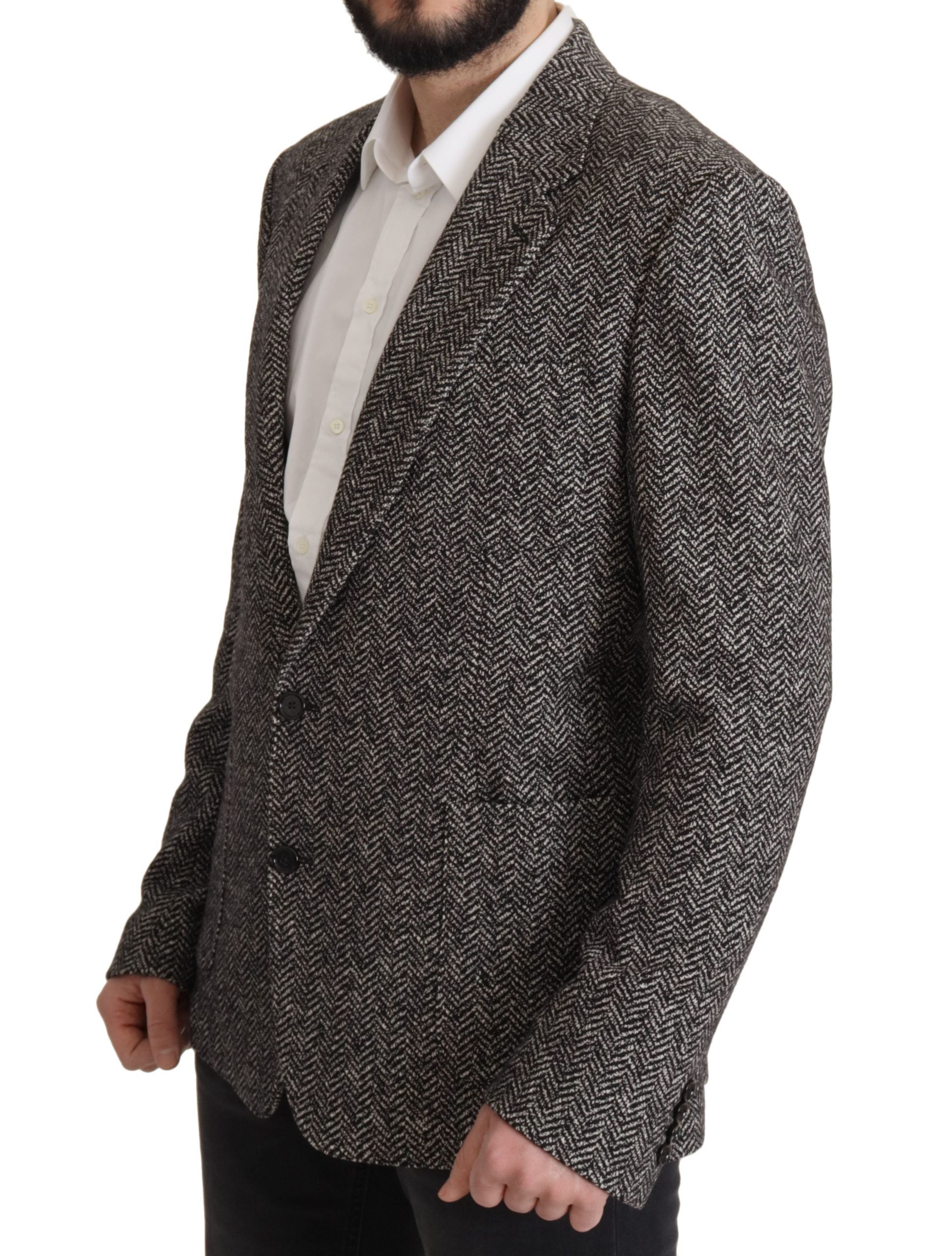 Dolce & Gabbana Exquisite Gray Herringbone Blazer Jacket - ACCEXO