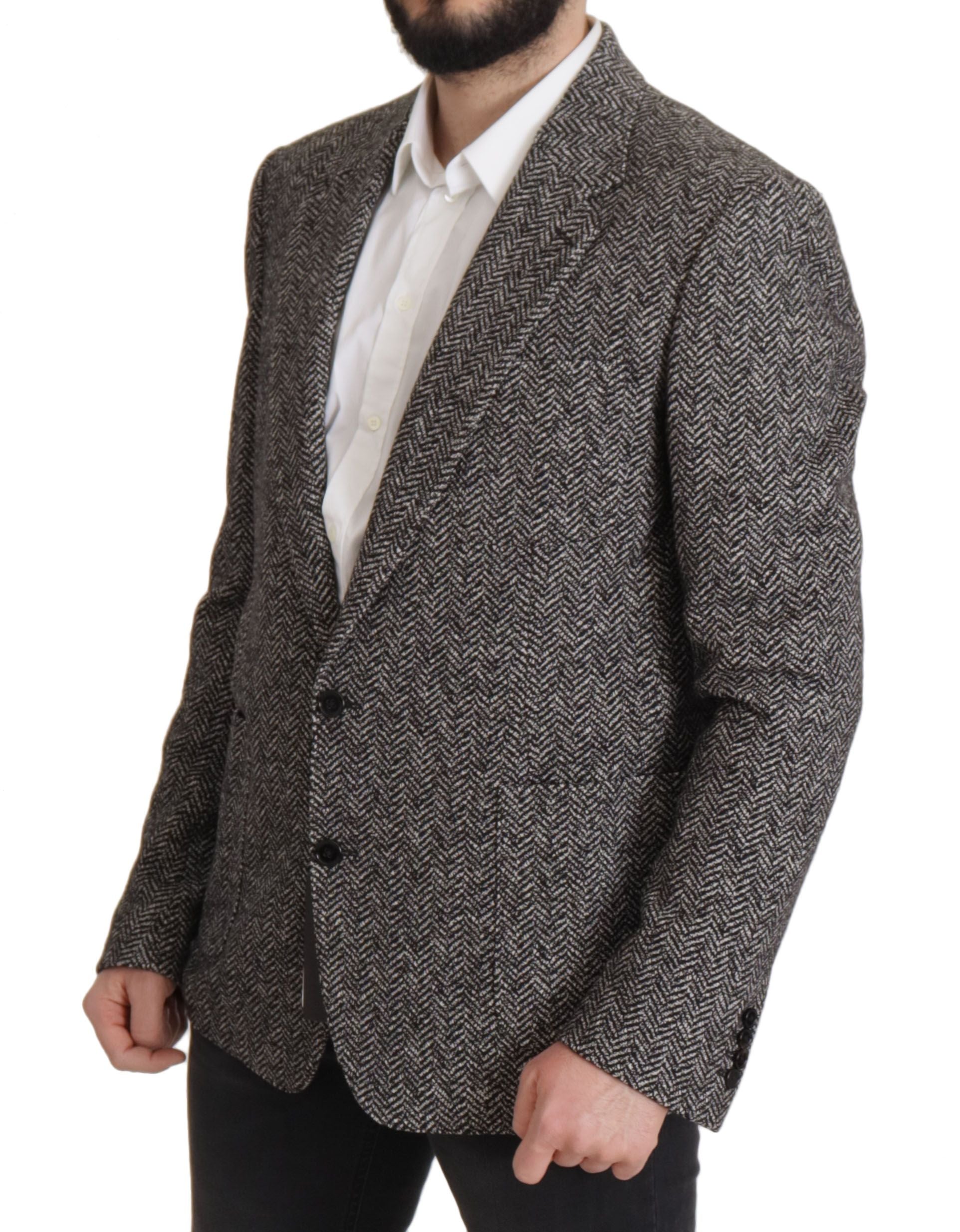 Dolce & Gabbana Exquisite Gray Herringbone Blazer Jacket - ACCEXO