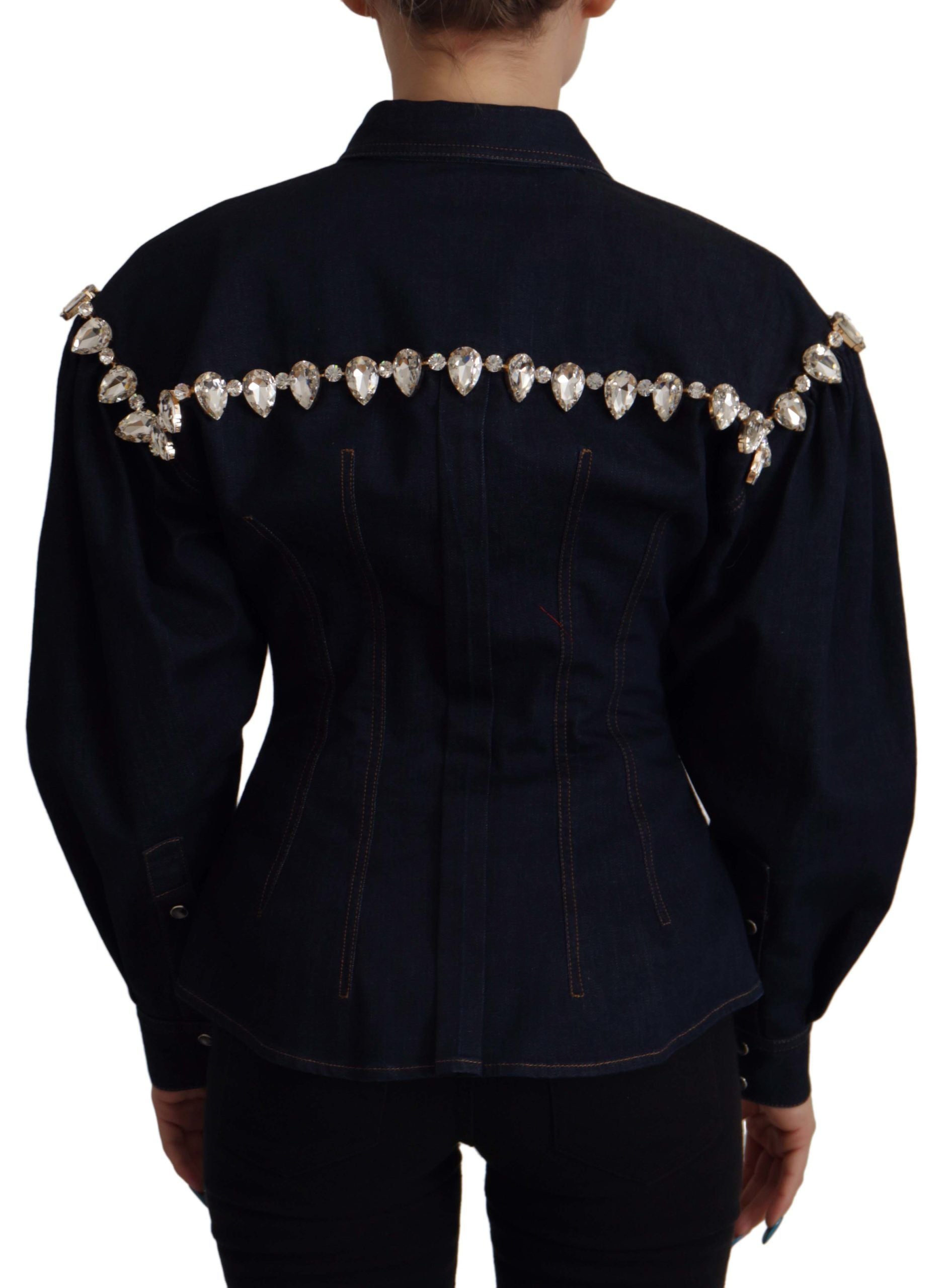 Dolce & Gabbana Elegant Crystal-Embellished Denim Jacket - ACCEXO