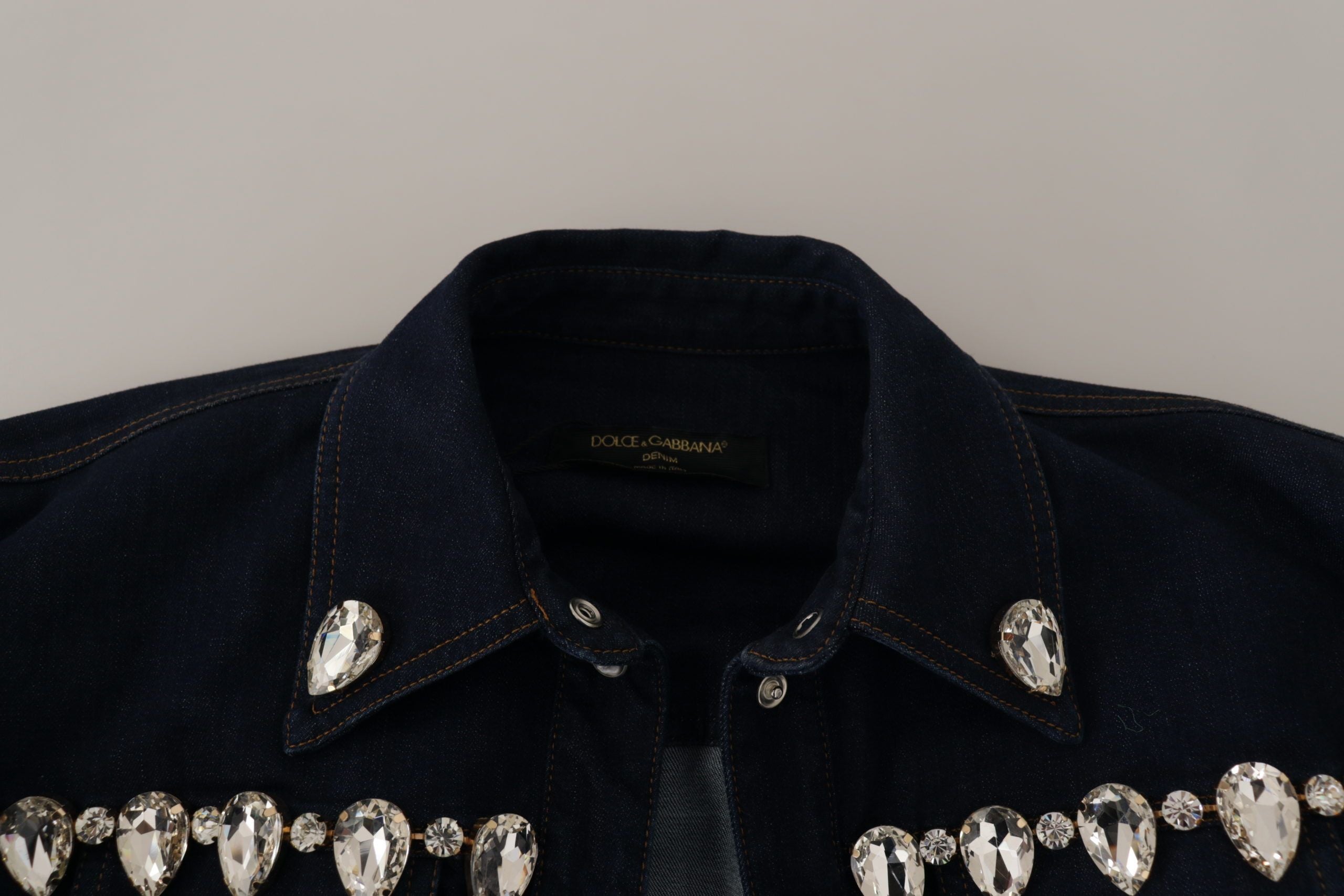 Dolce & Gabbana Elegant Crystal-Embellished Denim Jacket - ACCEXO