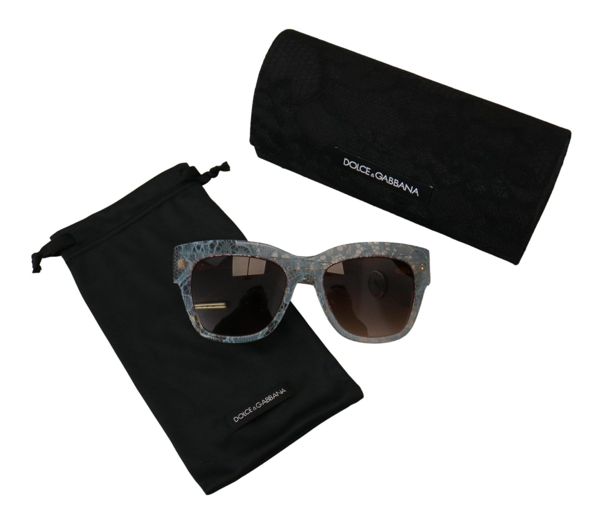 Dolce & Gabbana Elegant Lace Detail Blue Sunglasses - ACCEXO