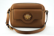 Versace Elegant Brown Leather Camera Case Shoulder Bag - ACCEXO