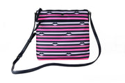 Kate Spade Jae Nylon Leather Flat Pink Striped Multi Crossbody HandBag Purse - ACCEXO