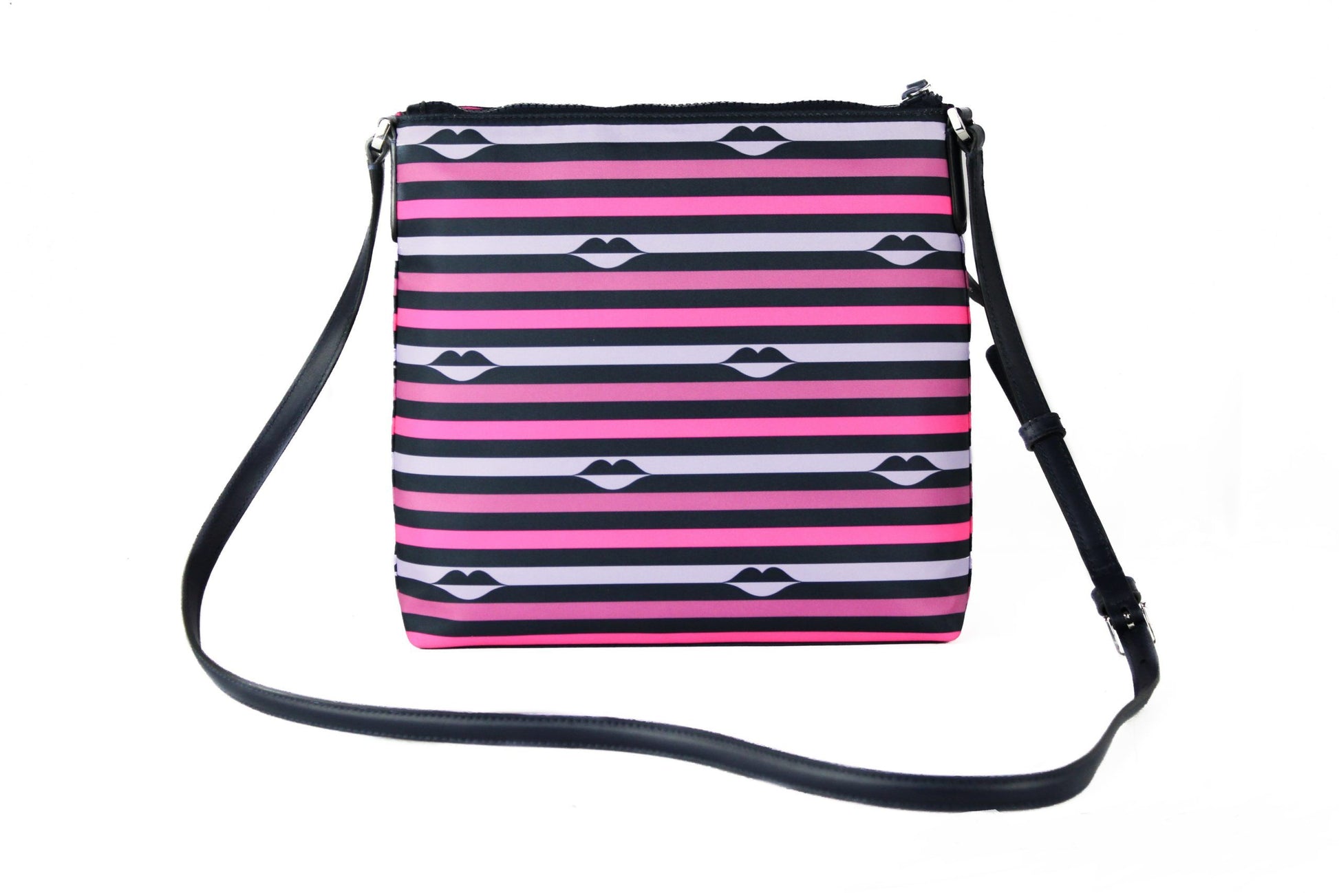 Kate Spade Jae Nylon Leather Flat Pink Striped Multi Crossbody HandBag Purse - ACCEXO