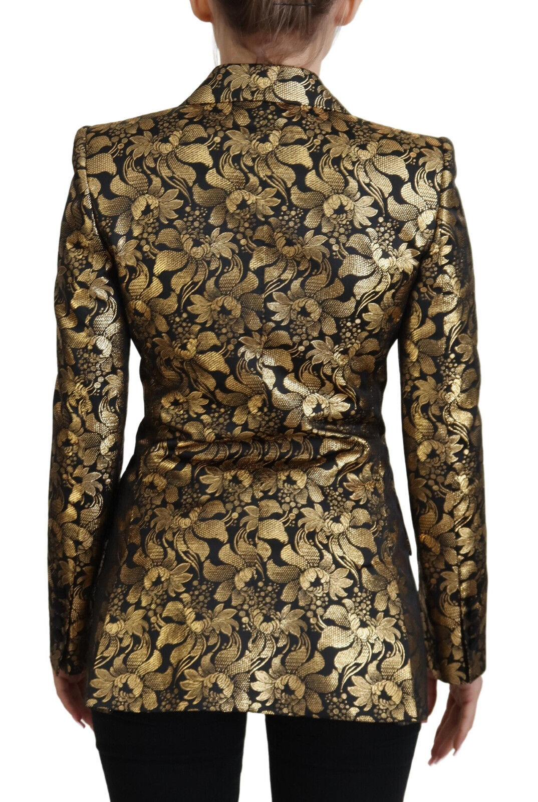 Dolce & Gabbana Elegant Black and Gold Floral Jacket - ACCEXO