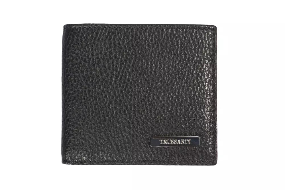 Trussardi Black Leather Men Wallet - ACCEXO