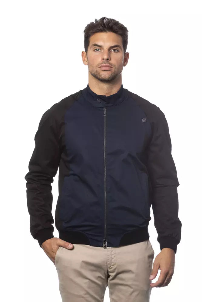 Verri Blue Cotton Men Bomber Jacket - ACCEXO