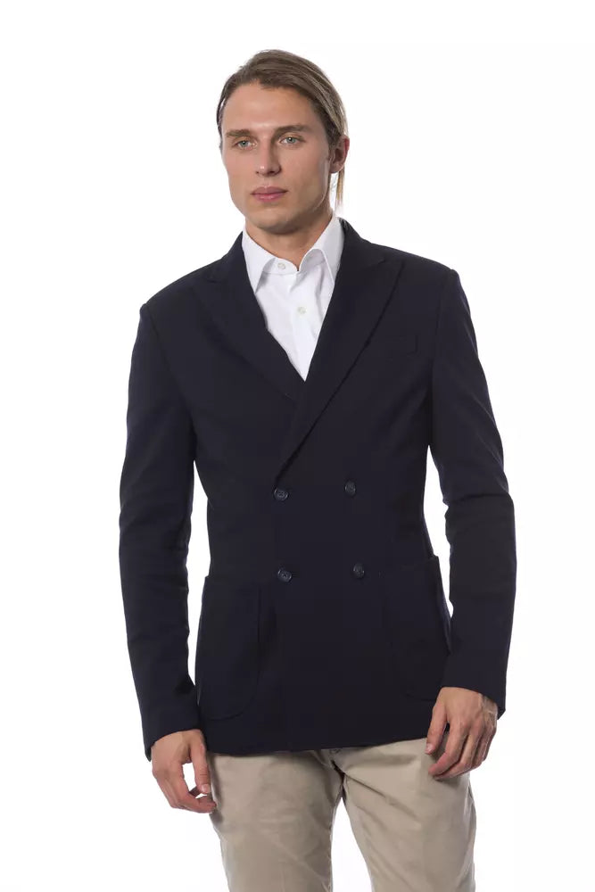 Verri Blue Viscose Men Blazer - ACCEXO