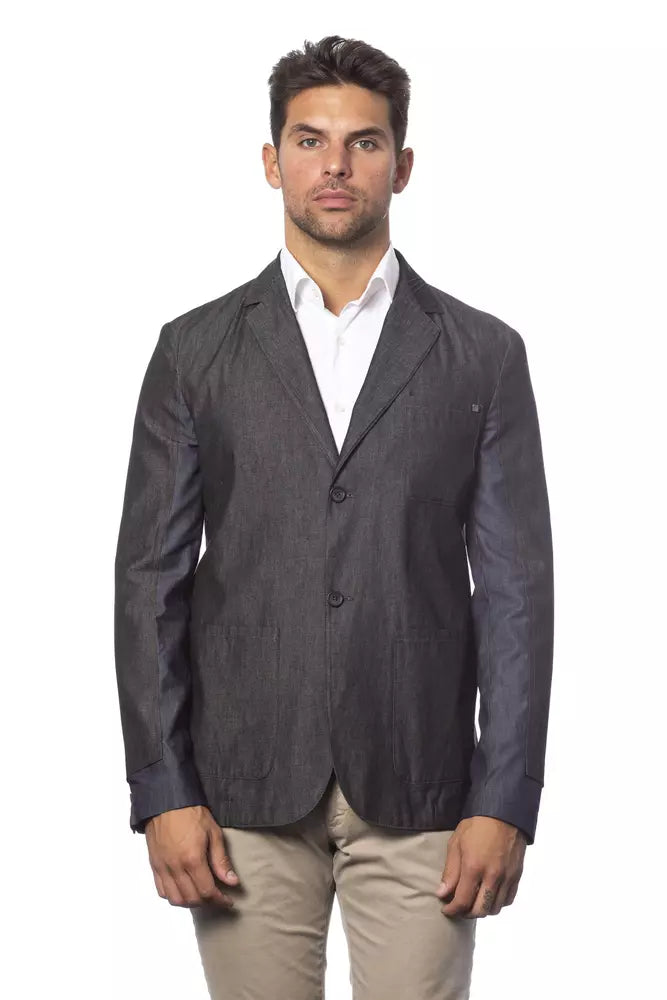 Verri Gray Cotton Men Blazer - ACCEXO