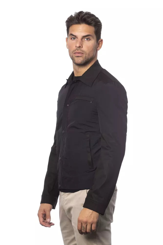 Verri Black Cotton Men's Bomber Jacket - ACCEXO