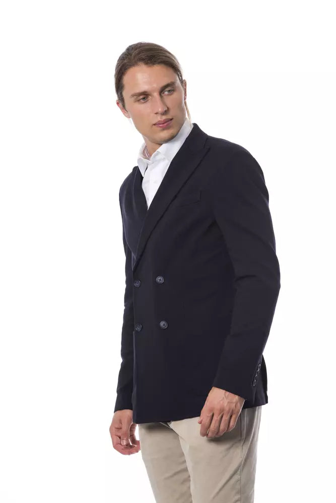 Verri Blue Viscose Men Blazer - ACCEXO