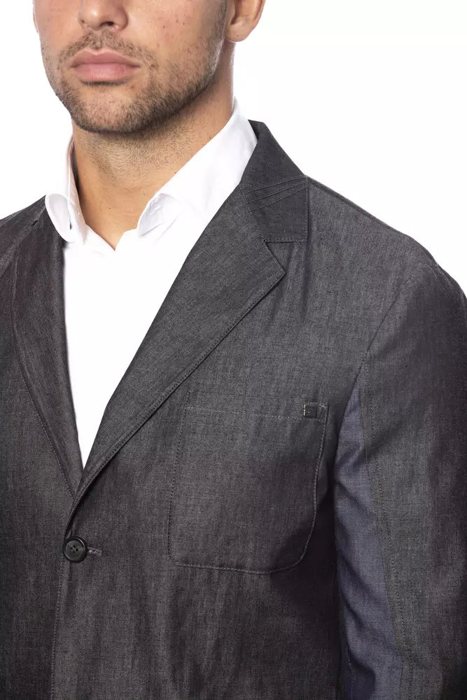 Verri Gray Cotton Men Blazer - ACCEXO