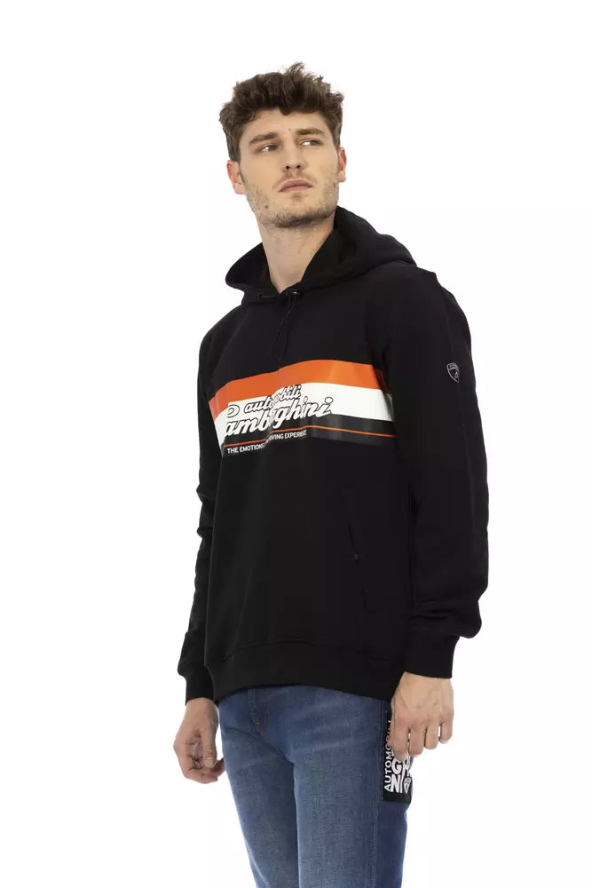 Automobili Lamborghini Black Cotton Men Sweater with Hood - ACCEXO