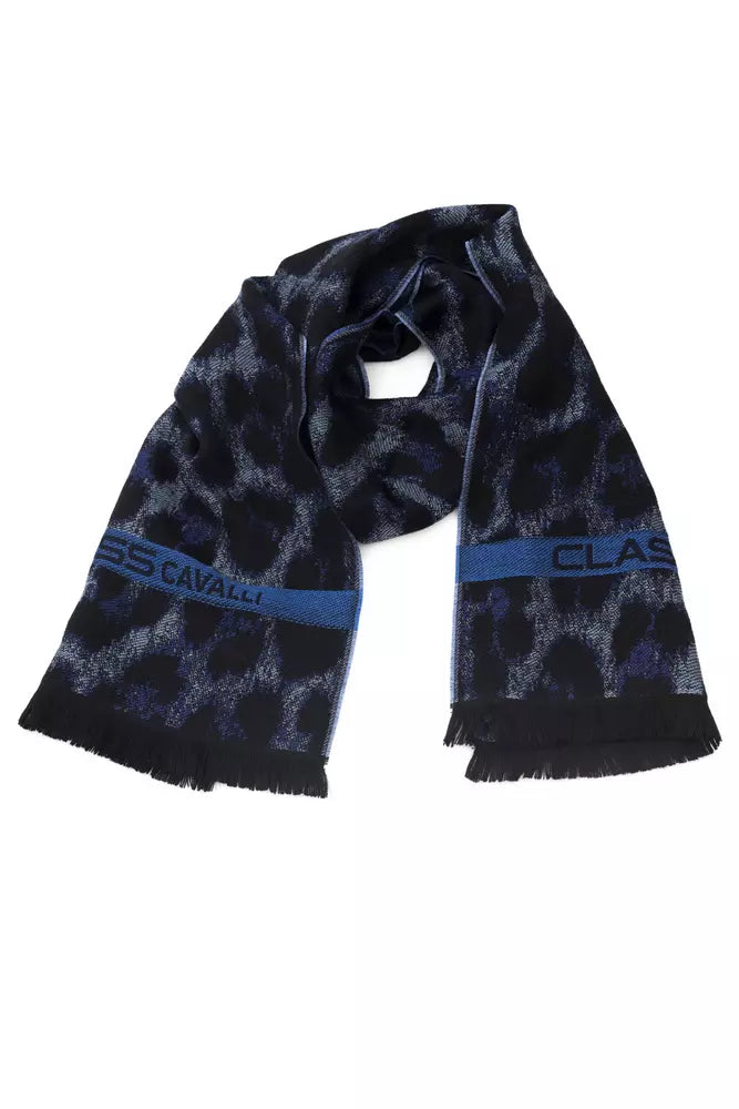 Cavalli Class Blue Wool Men Scarf - ACCEXO