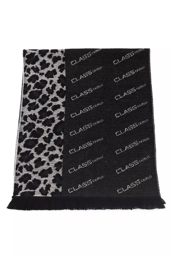 Cavalli Class Black Wool Men Scarf - ACCEXO