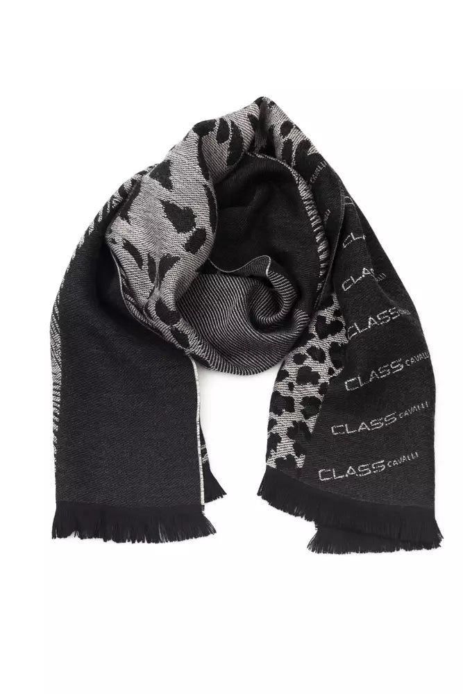 Cavalli Class Black Wool Men Scarf - ACCEXO