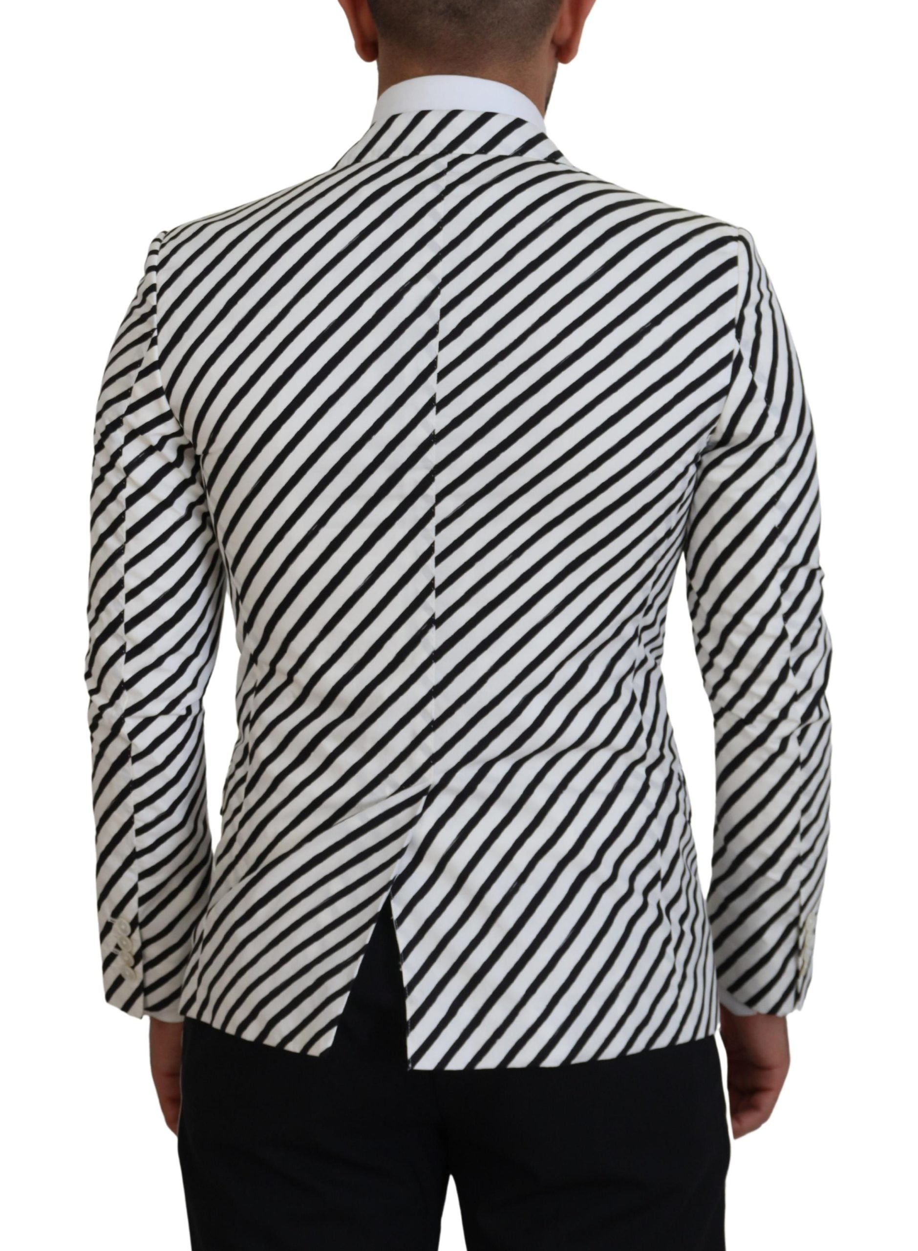 Dolce & Gabbana Elegant White Striped Single Breasted Blazer - ACCEXO