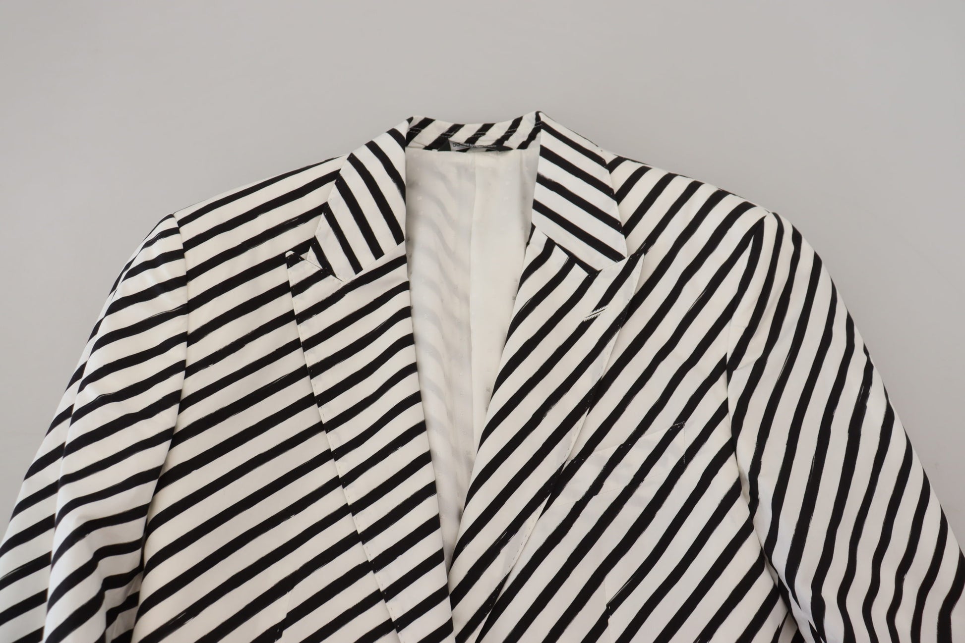 Dolce & Gabbana Elegant White Striped Single Breasted Blazer - ACCEXO