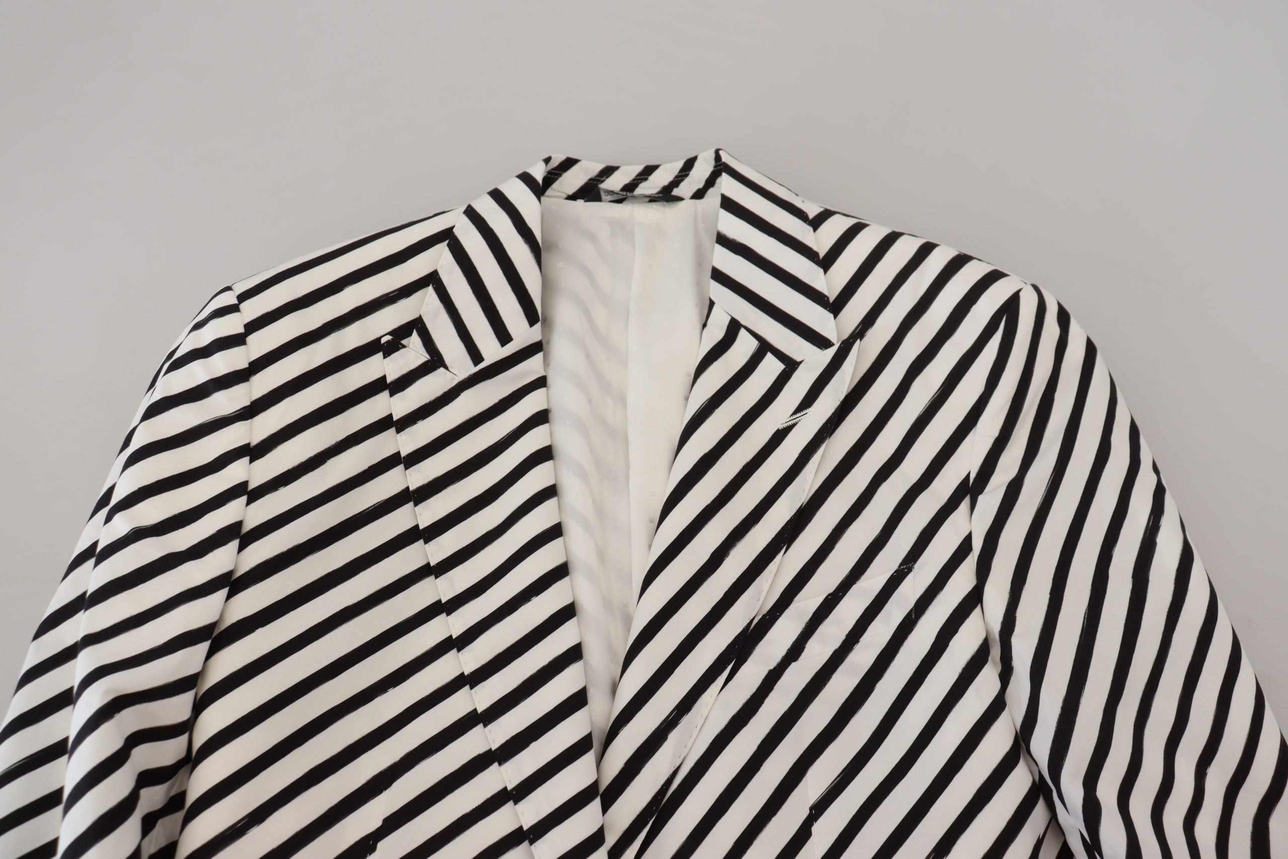 Dolce & Gabbana Elegant White Striped Single Breasted Blazer - ACCEXO