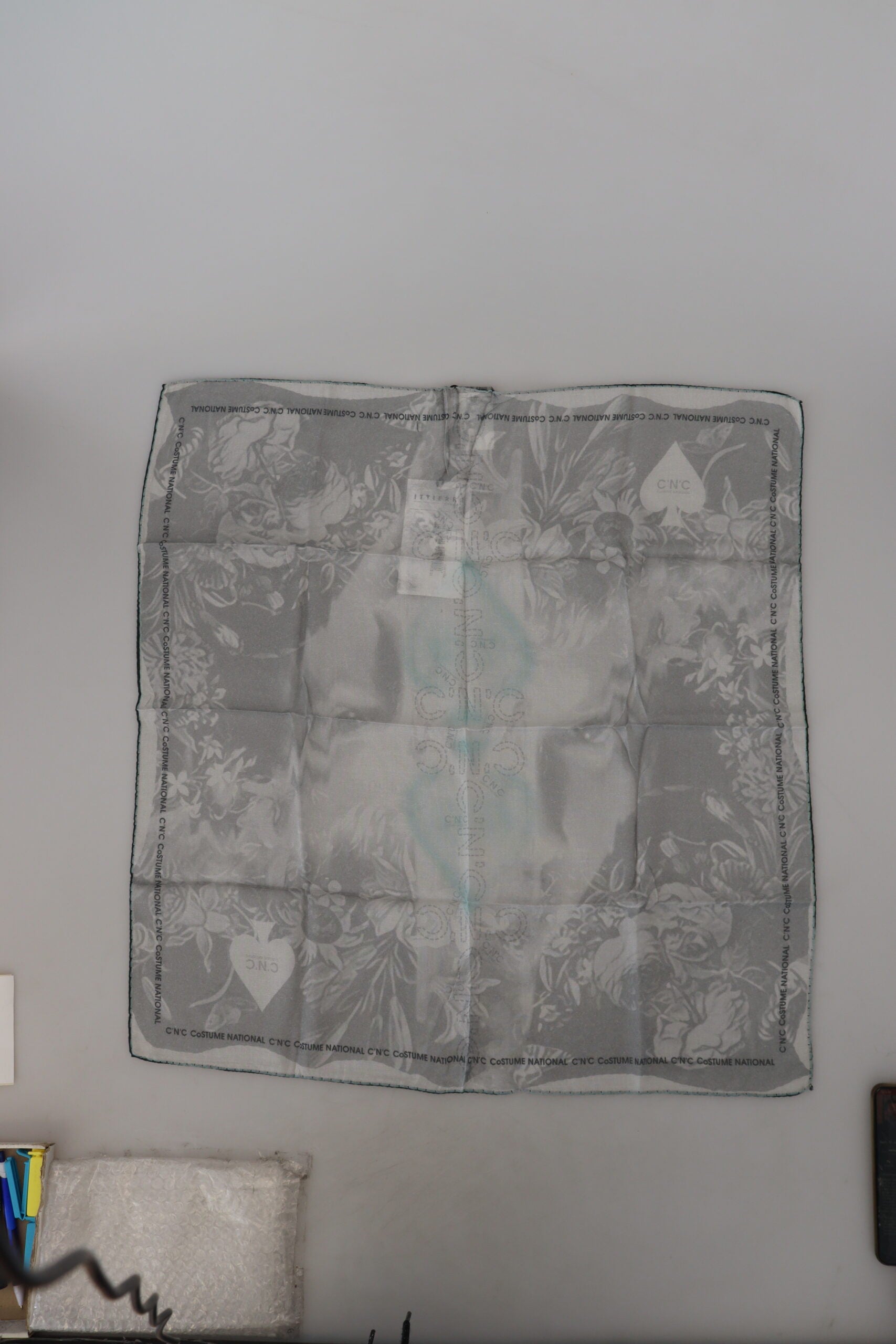 Costume National Elegant Grey Cotton Square Scarf - ACCEXO