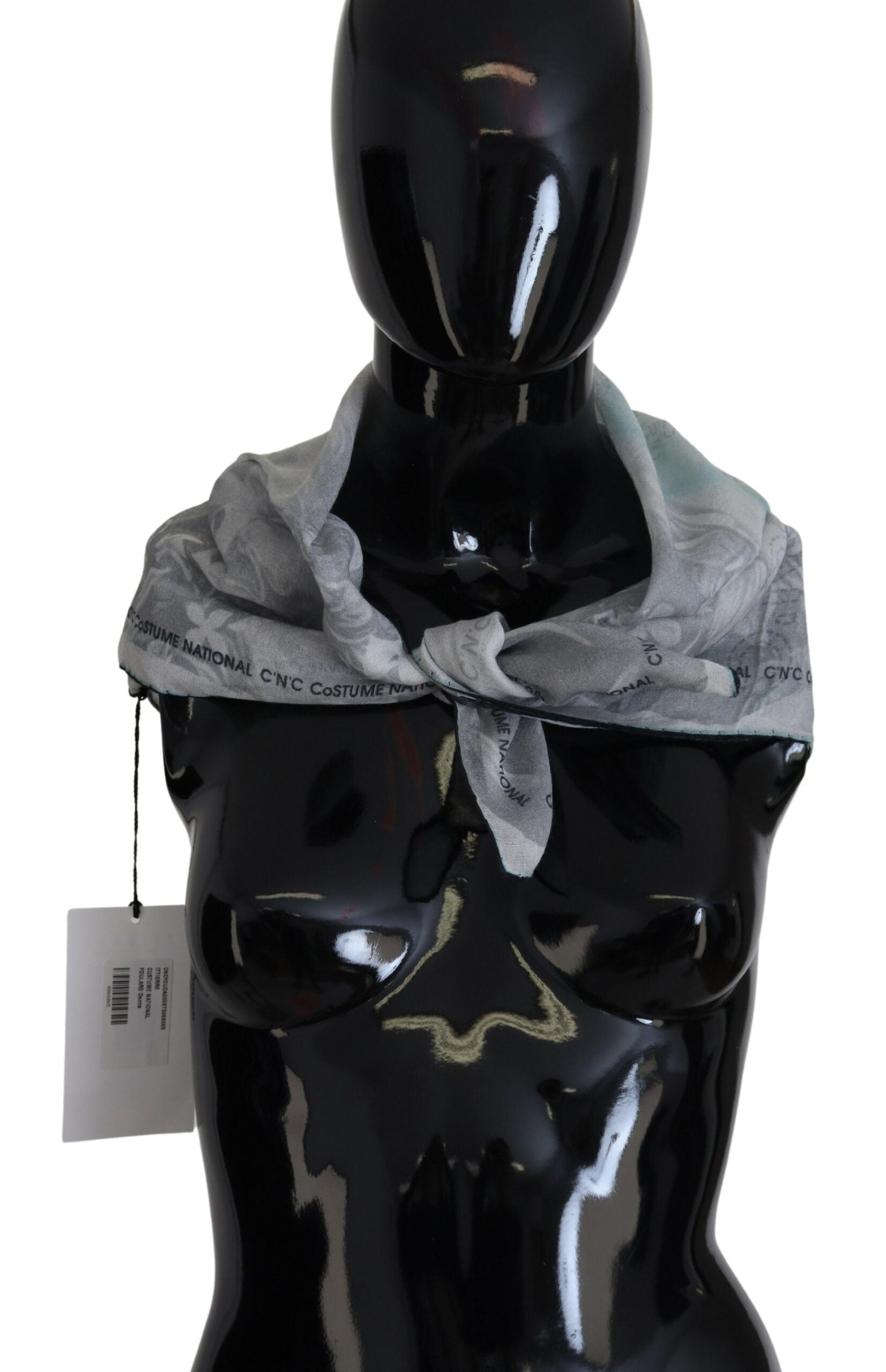 Costume National Elegant Grey Cotton Square Scarf - ACCEXO