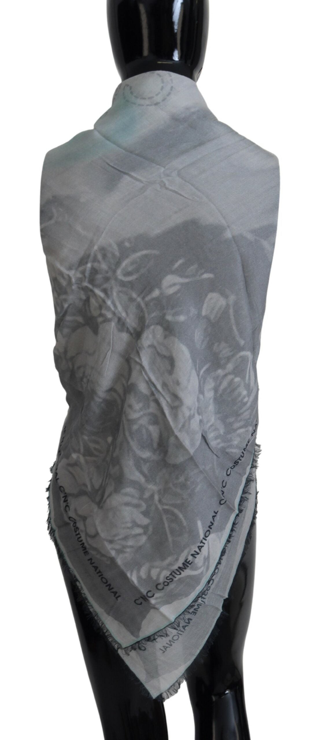 Costume National Chic Designer Grey Scarf with Fringes - ACCEXO