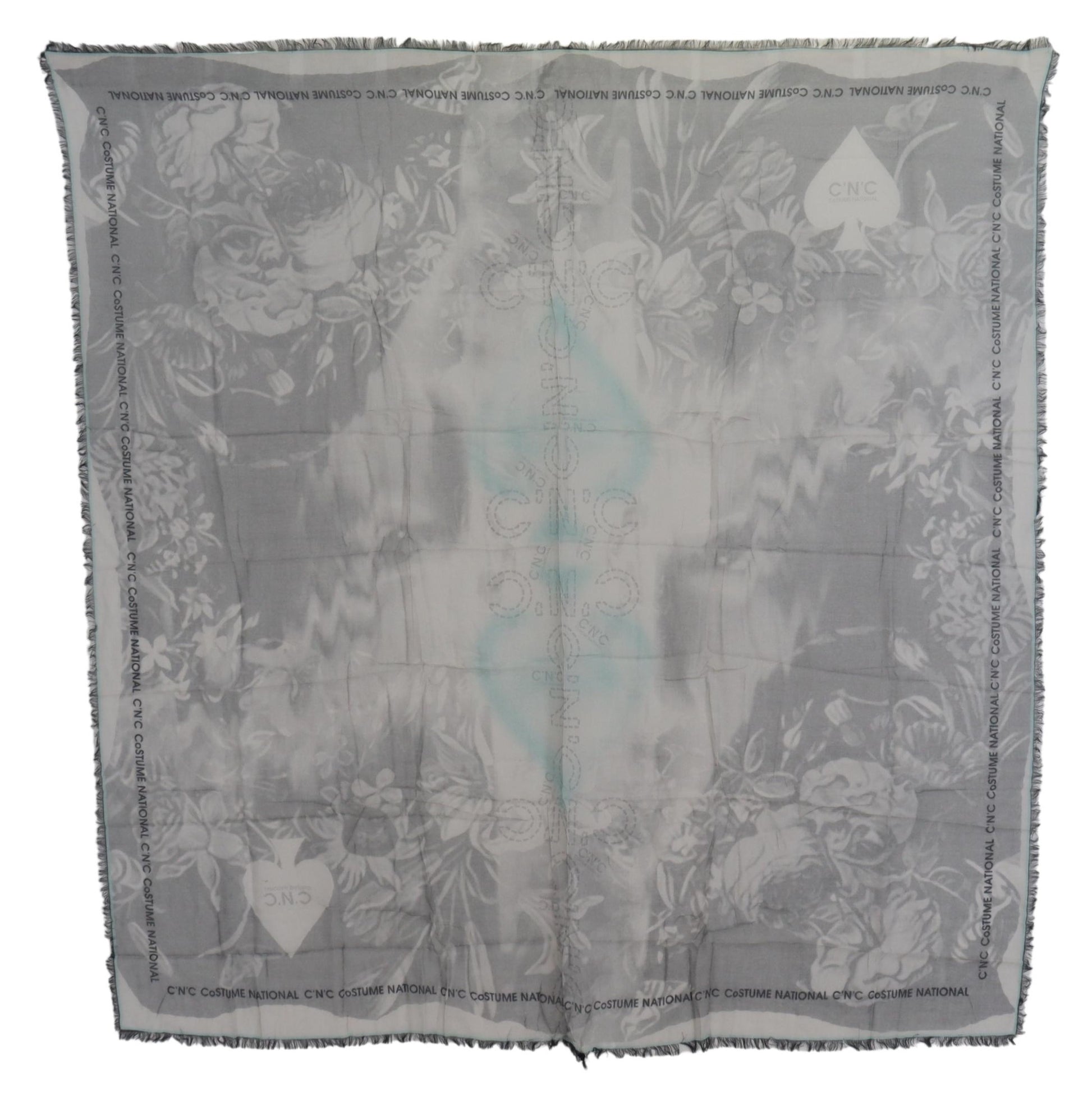 Costume National Chic Designer Grey Scarf with Fringes - ACCEXO